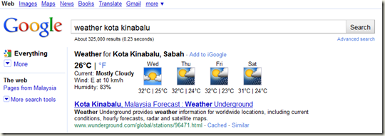 Google as weather forecast